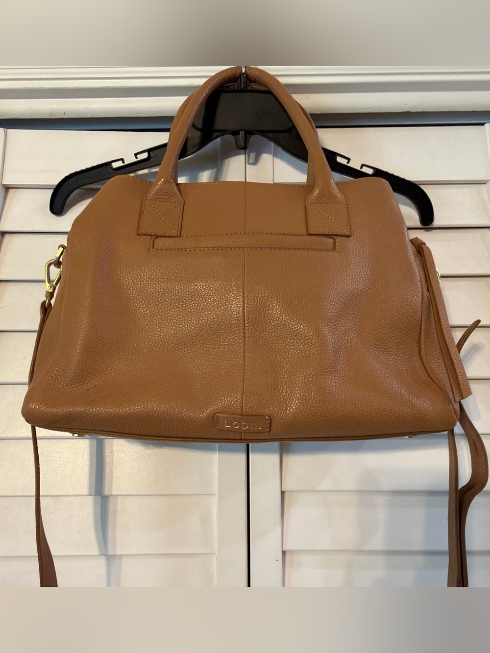 Lodis Texas Leather Morgan Satchel with Crossbody Strap Camel NWT - Picture 5 of 11